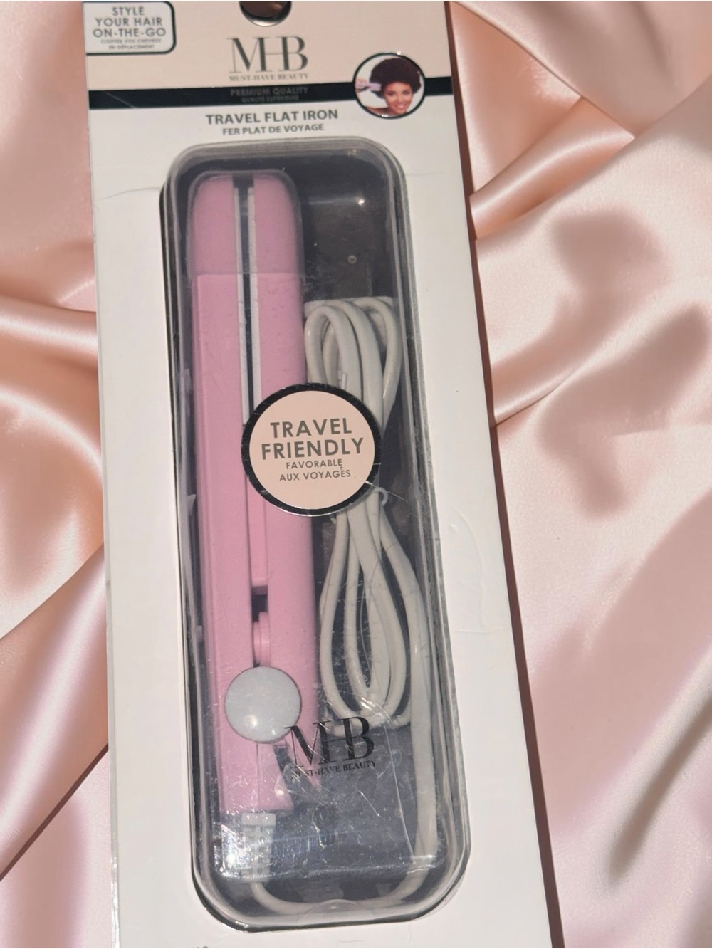 MB Travel Flat Iron Mini Pink Portable Hair Straightener NEW - Picture 3 of 5